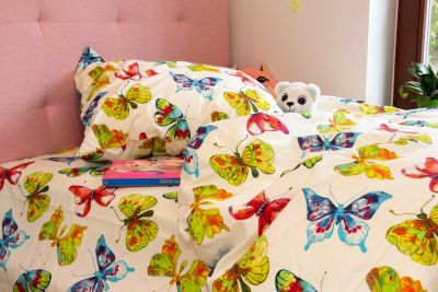 Puuvilla voodipesu komplekt Liblika maailm linaga