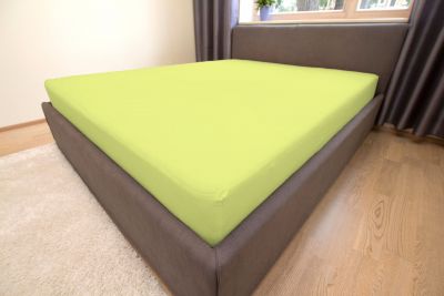 Kuminauhalla varustettu muotoonommeltu trikoolakana 160x200 limenvihreä